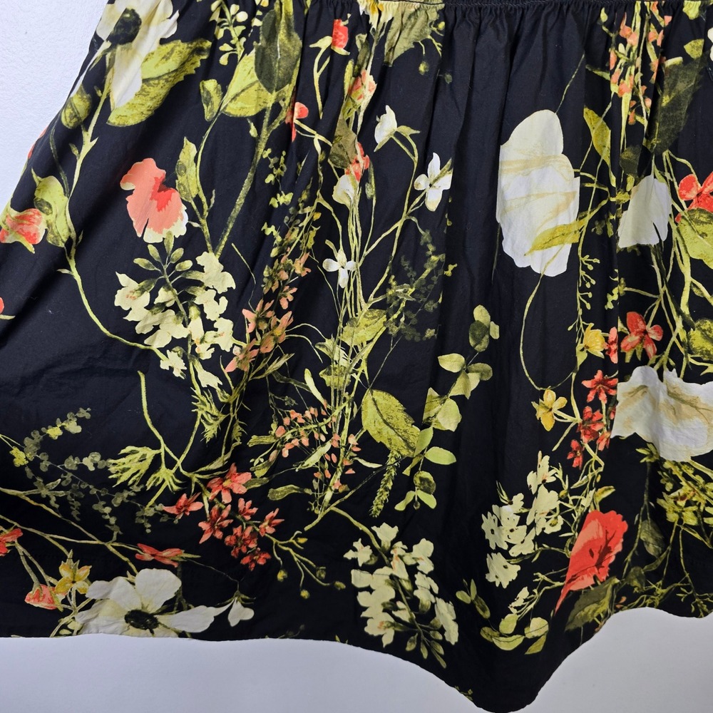 H&M Smocked Off Shoulder Floral Dress Black Multi Size S - Picture 4 of 6
